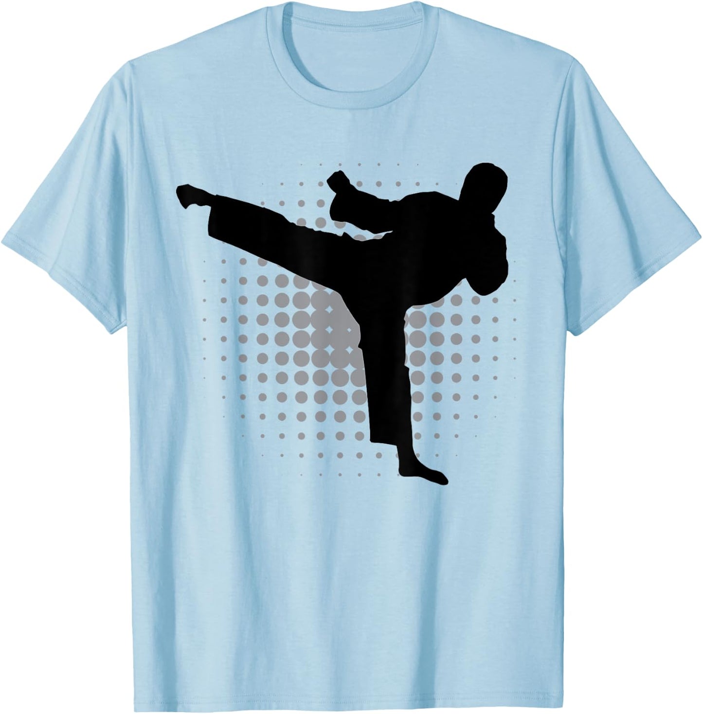 Taekwondo Kick Silhouette Karate Boys Girls Martial Arts T-Shirt - T-Shirt | Light Blue