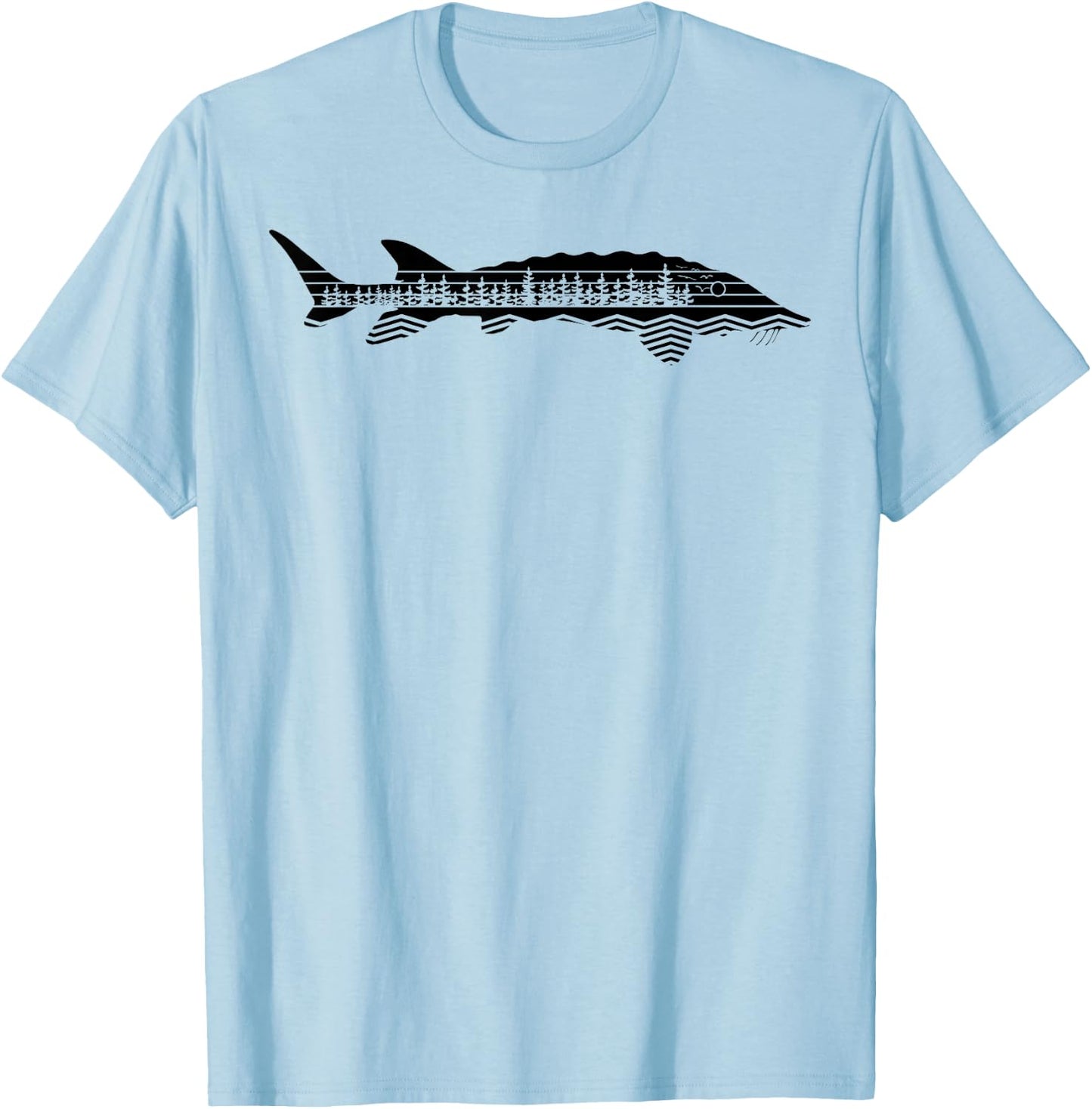 Vintage Nature Outdoor Fishing - Fisher Sturgeon Fish T-Shirt - T-Shirt | Light Blue