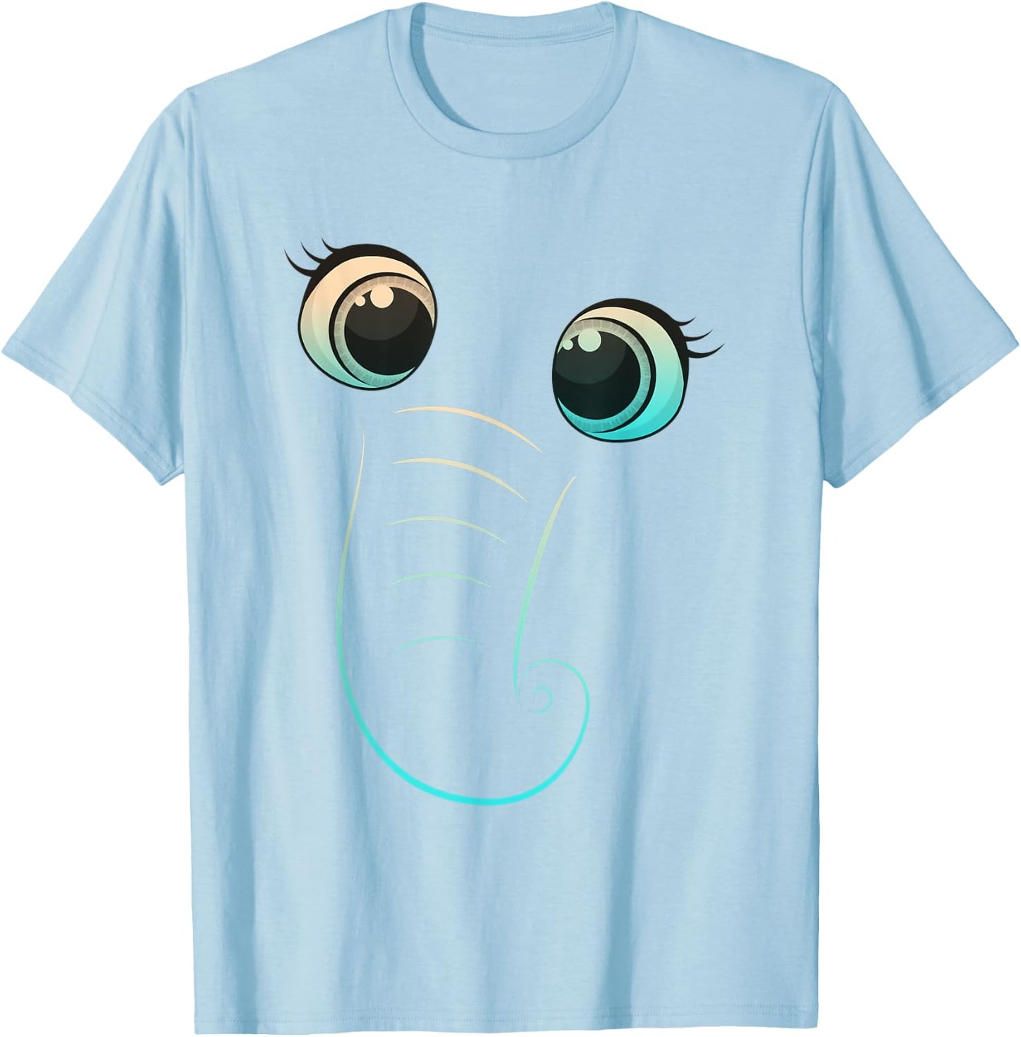 Halloween Costume Animal Cute Elephant Face Kids Eyes Snout T-Shirt - T-Shirt | Light Blue