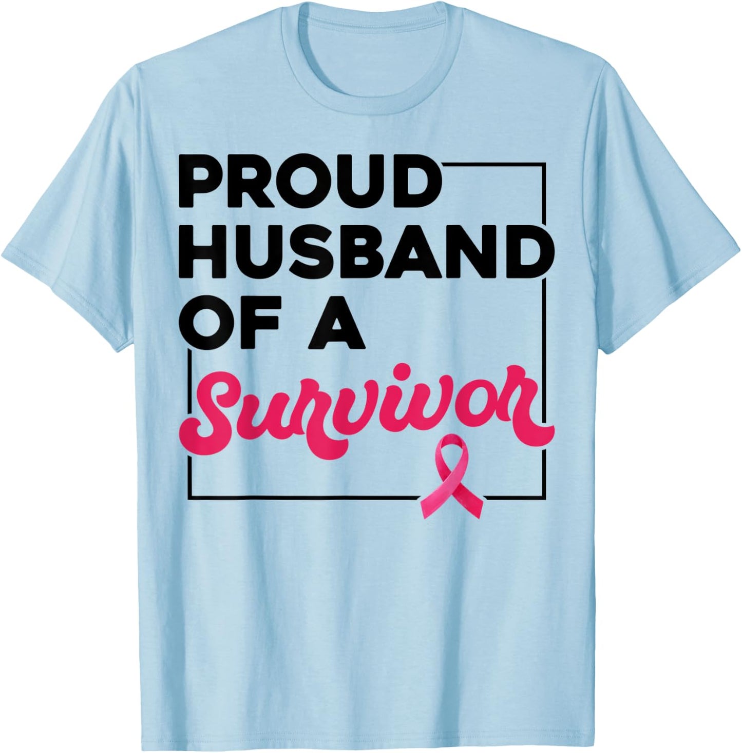 Proud Husband Of Survivor Breast Cancer Awareness Christmas T-Shirt - T-Shirt | Light Blue