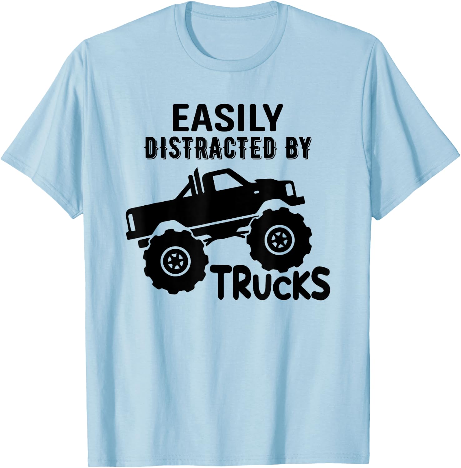 Easily Distracted By Trucks Truck Lover Boy Vintage T-Shirt - T-Shirt | Light Blue
