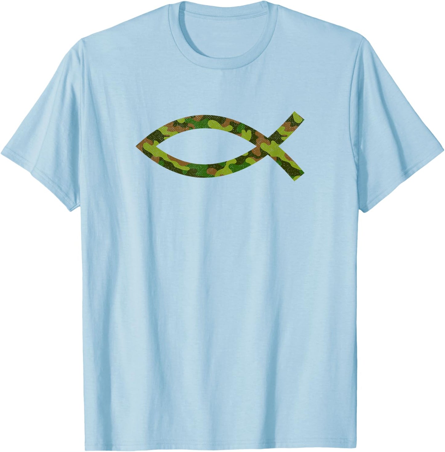 Jesus Christ Fish Camouflage Religious Christian T-Shirt - T-Shirt | Light Blue