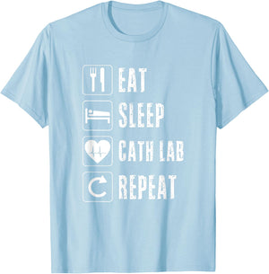 Cath Lab Nurse Cardiac Nursing Heart Tech Heartbeat EKG T-Shirt - T-Shirt | Light Blue