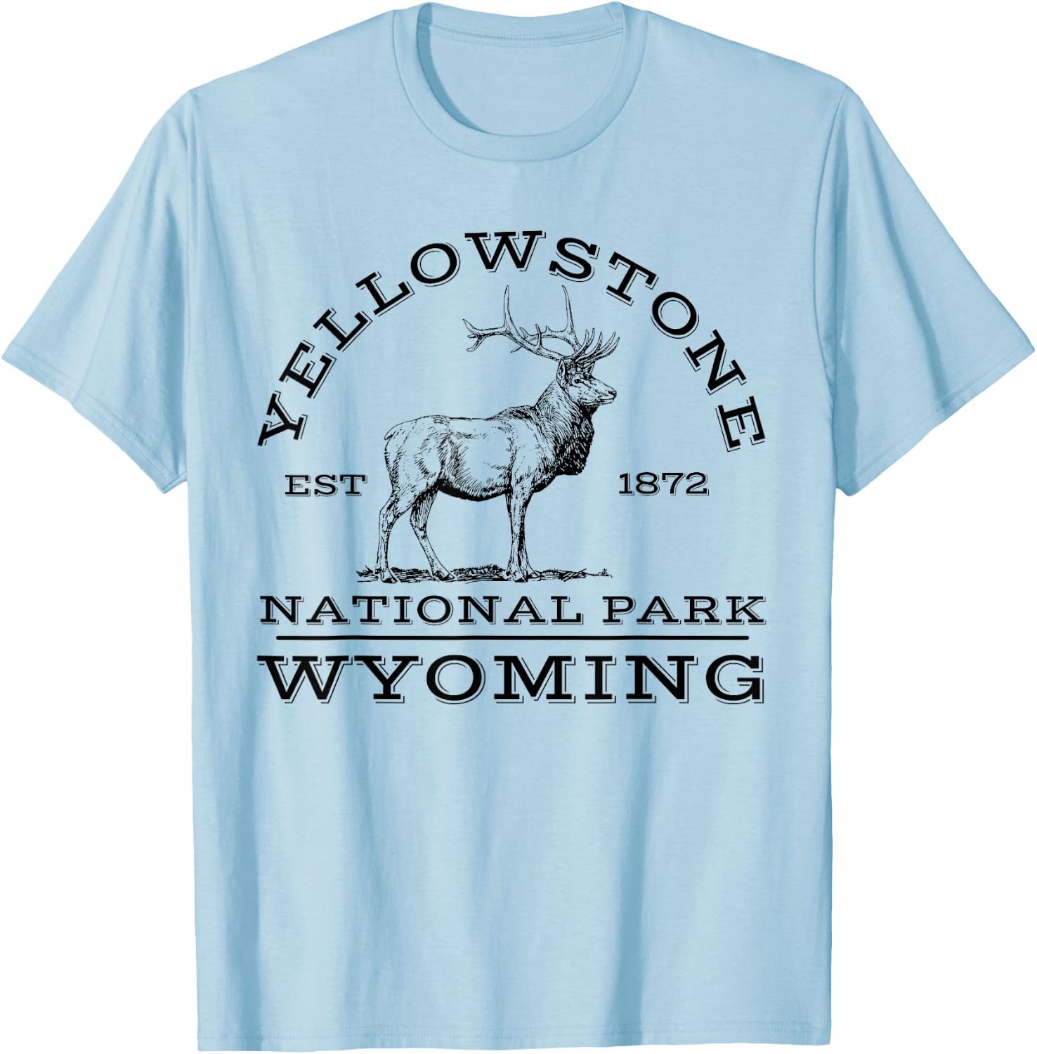 Yellowstone National Park Elk Wyoming Hike Outdoors T-Shirt - T-Shirt | Light Blue