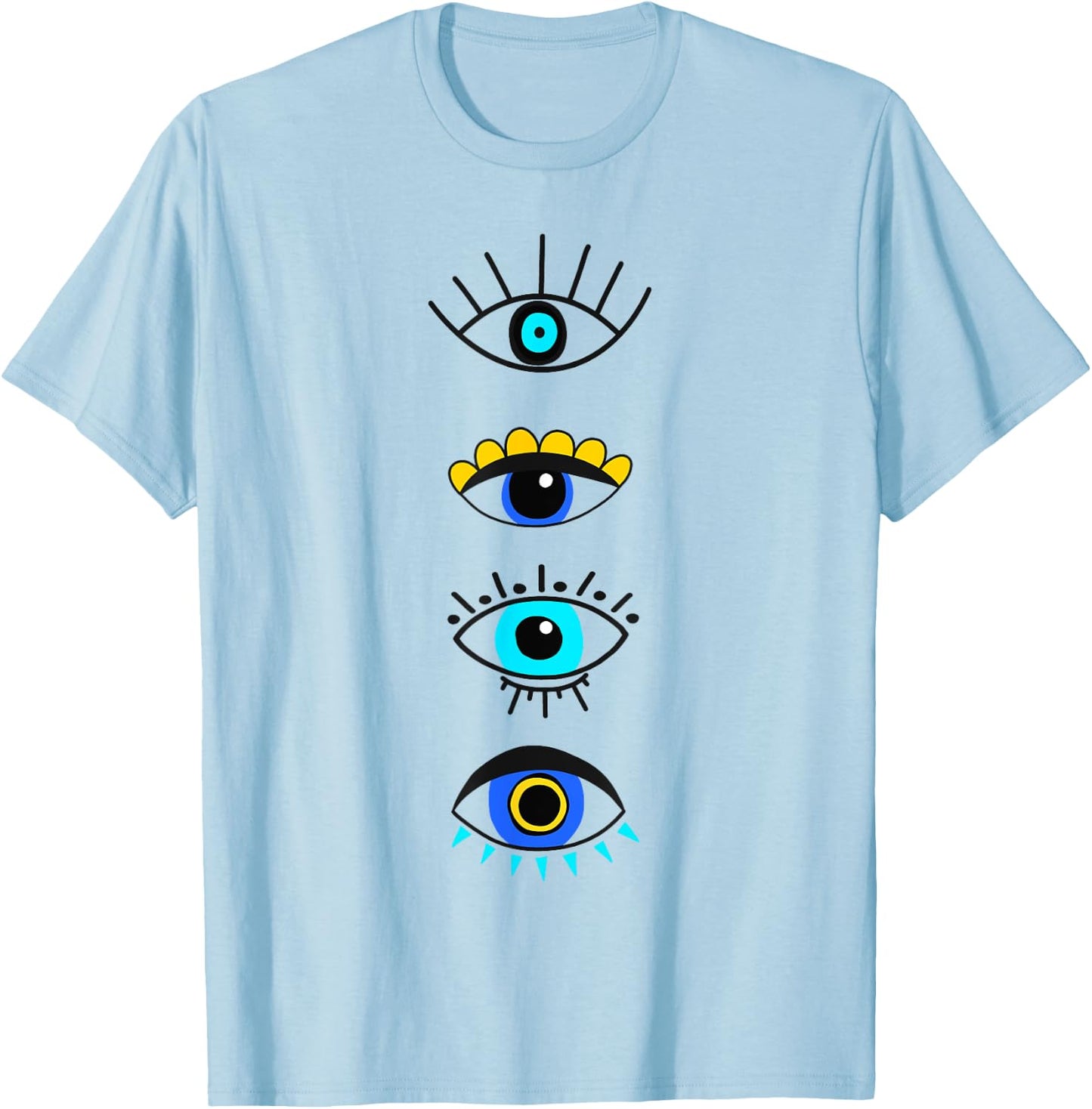 Evil Eye Curse Protection Seeing Eyes Nazar Mati Evil Eye T-Shirt - T-Shirt | Light Blue