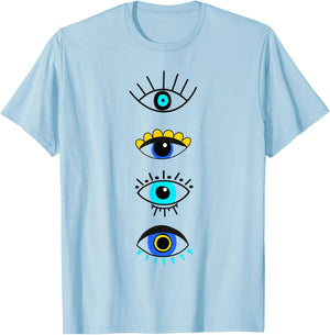Evil Eye Curse Protection Seeing Eyes Nazar Mati Evil Eye T-Shirt - T-Shirt | Light Blue