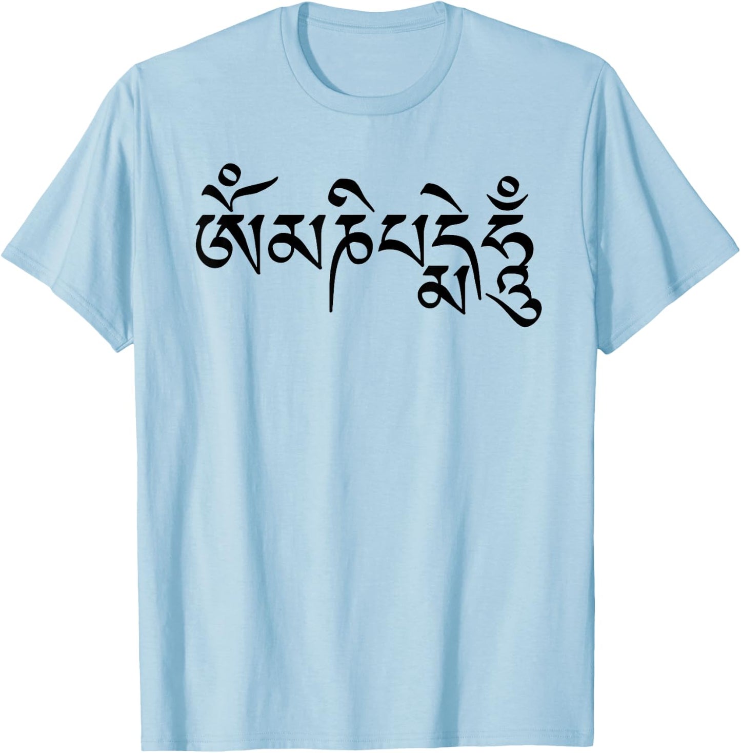 Om Mani Padme Hum- Buddhist Mantra T-Shirt - T-Shirt | Light Blue