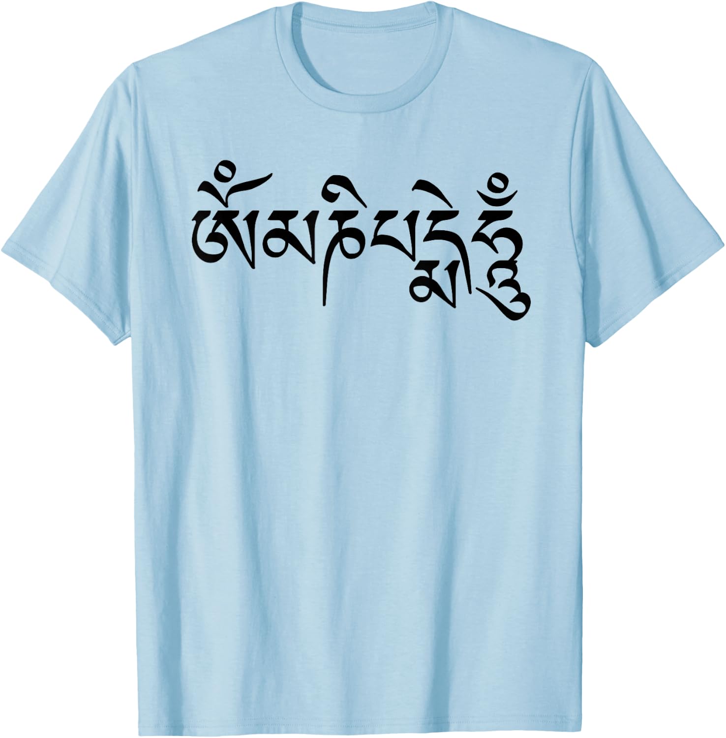 Om Mani Padme Hum- Buddhist Mantra T-Shirt - T-Shirt | Light Blue