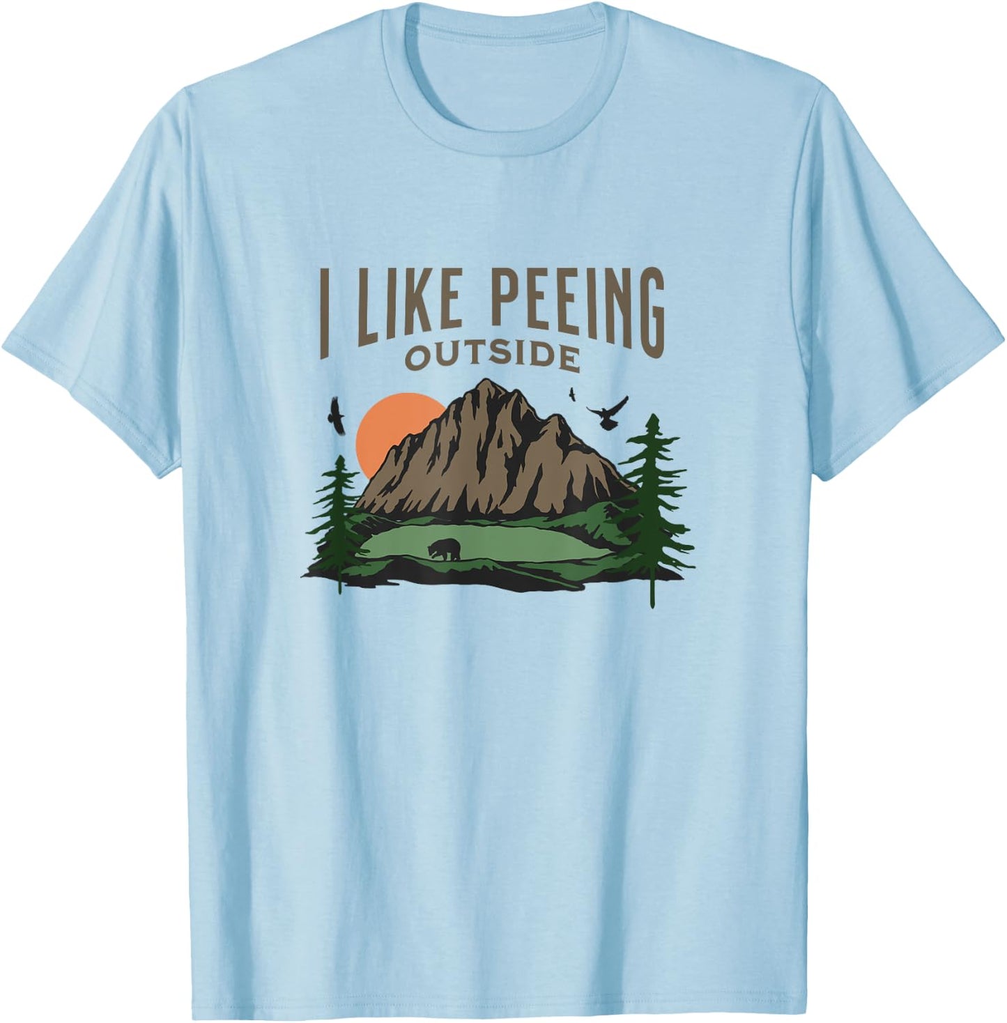Josh's -Adults Grey Nature Small Classic Fit Crew Collar Short Sleeve T-Shirt - T-Shirt | Light Blue
