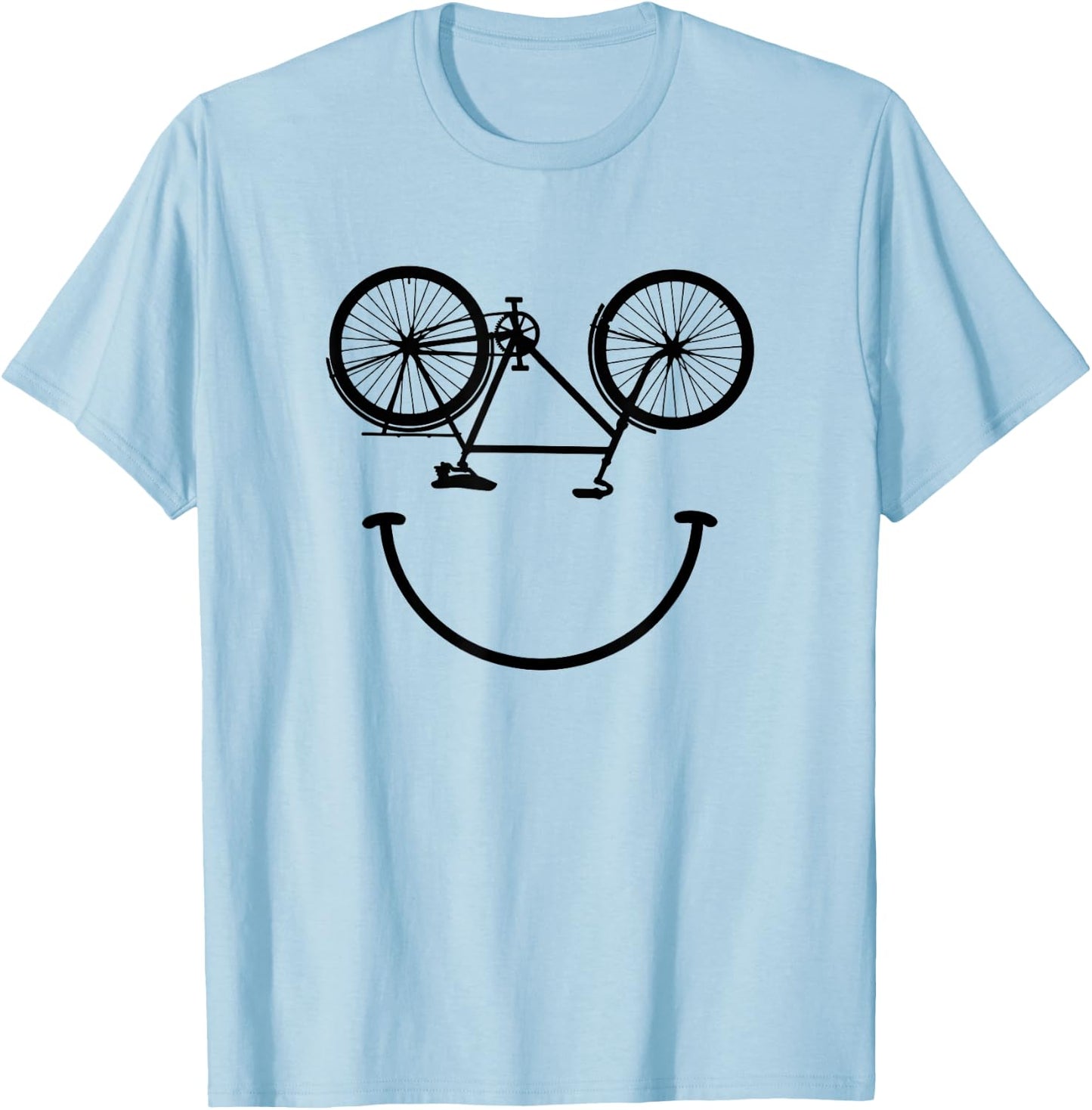 Smiling face Bike Smile cycling Bicycle Smiling Face T-Shirt - T-Shirt | Light Blue
