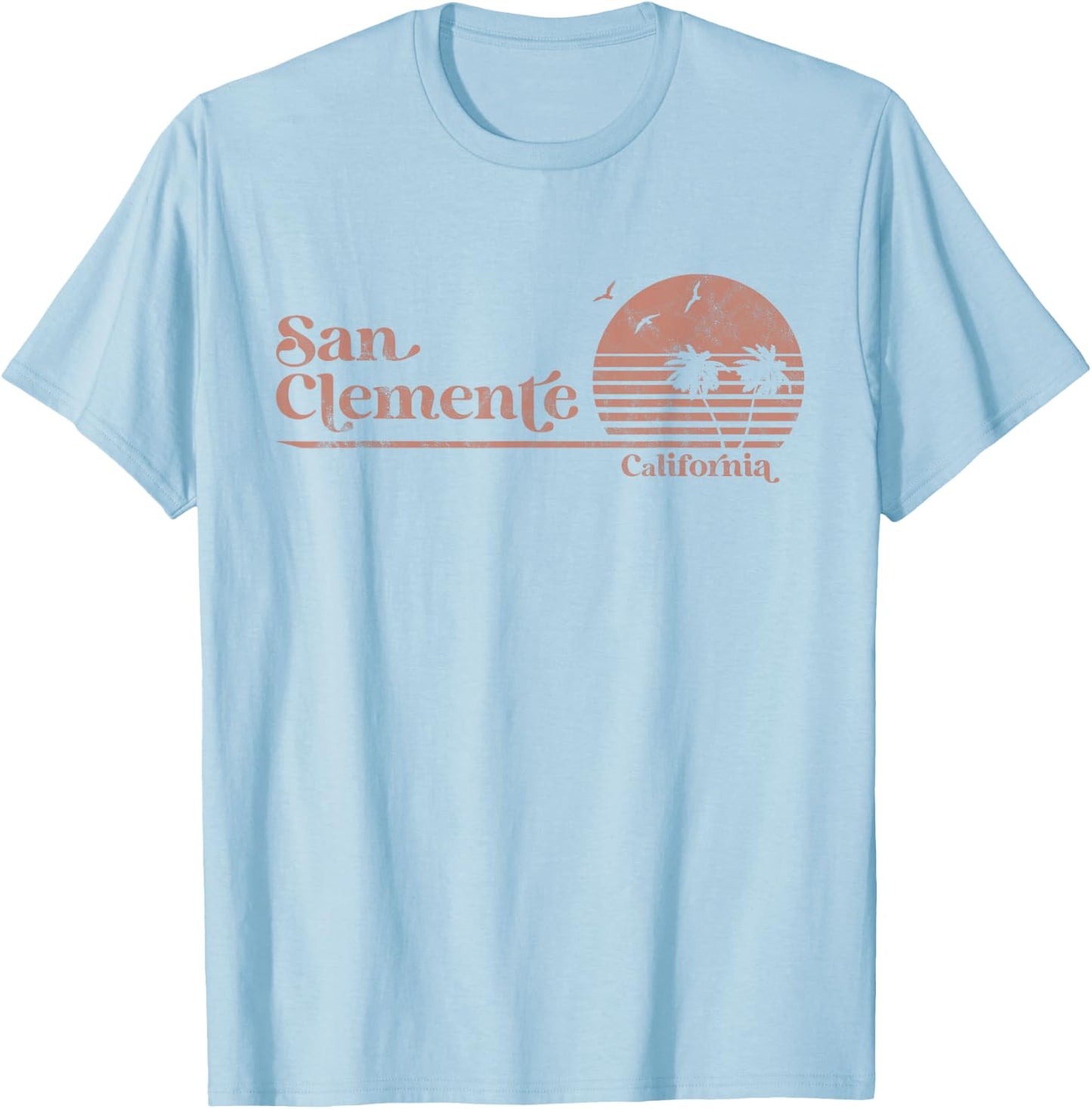 Vintage San Clemente California Palm Trees CA Retro T-Shirt - T-Shirt | Light Blue