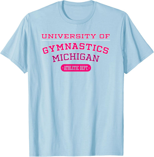 University of Gymnastics MICHIGAN Athletic Dept. T-Shirt - T-Shirt | Light Blue