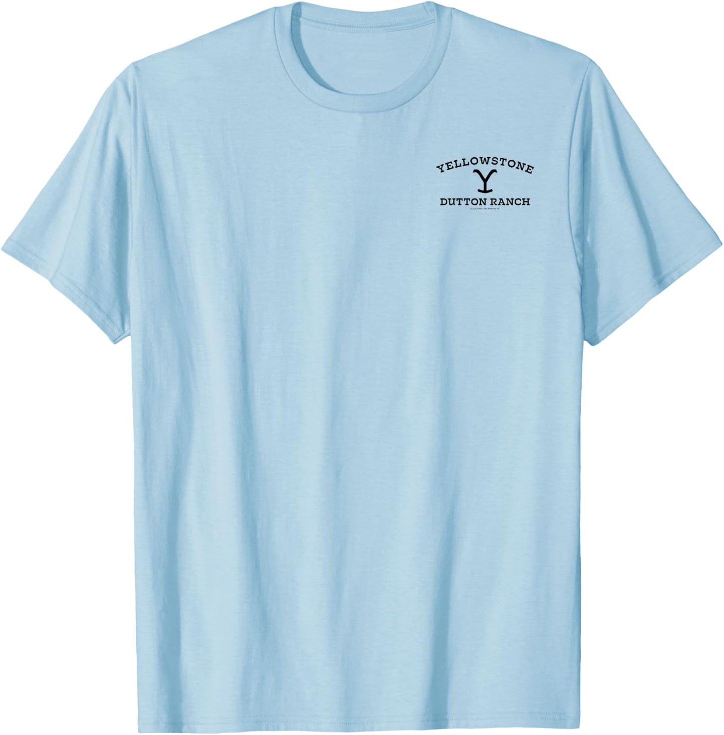 Yellowstone Dutton Ranch Black Pocket Logo T-Shirt - T-Shirt | Light Blue