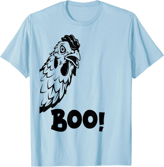 Boo Chiken Shirt Hen Hiding Peekaboo Scary Halloween Chicken T-Shirt - T-Shirt | Light Blue