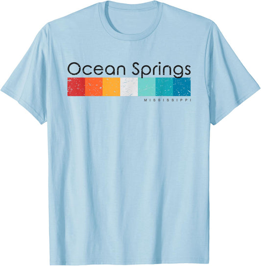 Vintage Ocean Springs Mississippi MS Retro Design T-Shirt - T-Shirt | Light Blue