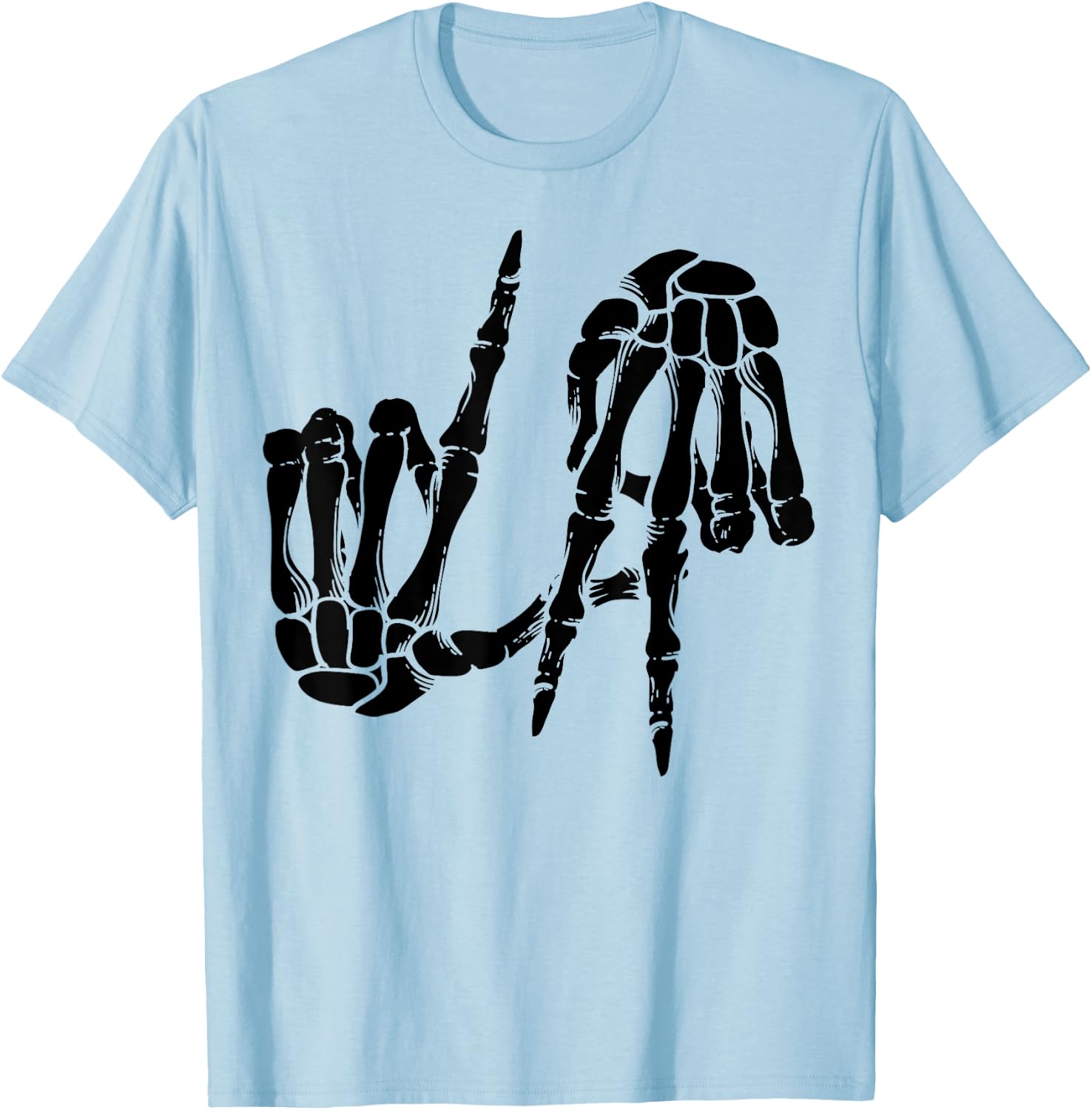 Cute Freaky Los Angeles Hand Sign Skeleton Shirt LA Gift T-Shirt - T-Shirt | Light Blue
