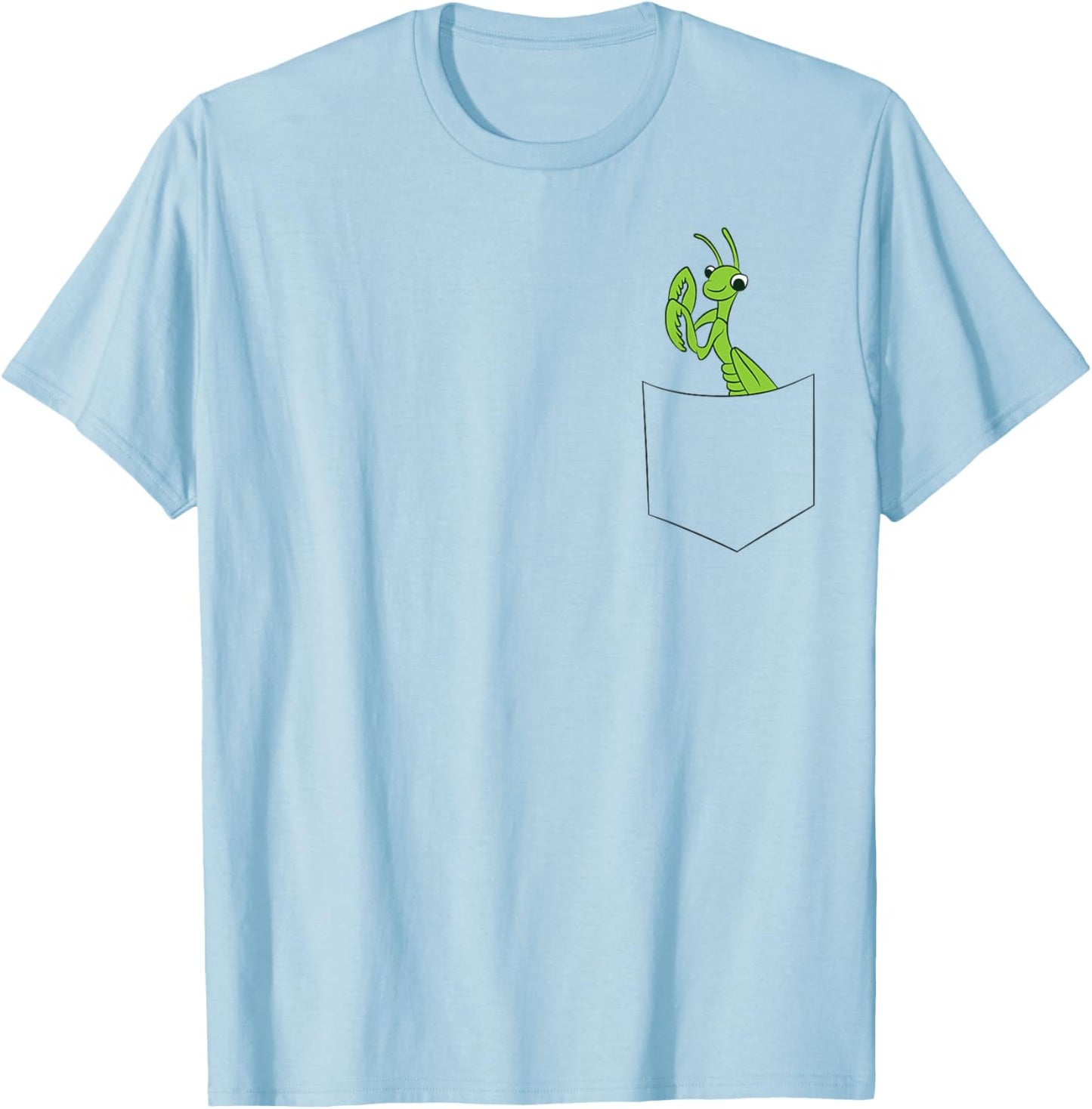 Grasshopper in Pockets Insect in Bag Cute Grasshopper T-Shirt - T-Shirt | Light Blue