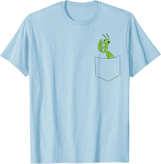 Grasshopper in Pockets Insect in Bag Cute Grasshopper T-Shirt - T-Shirt | Light Blue