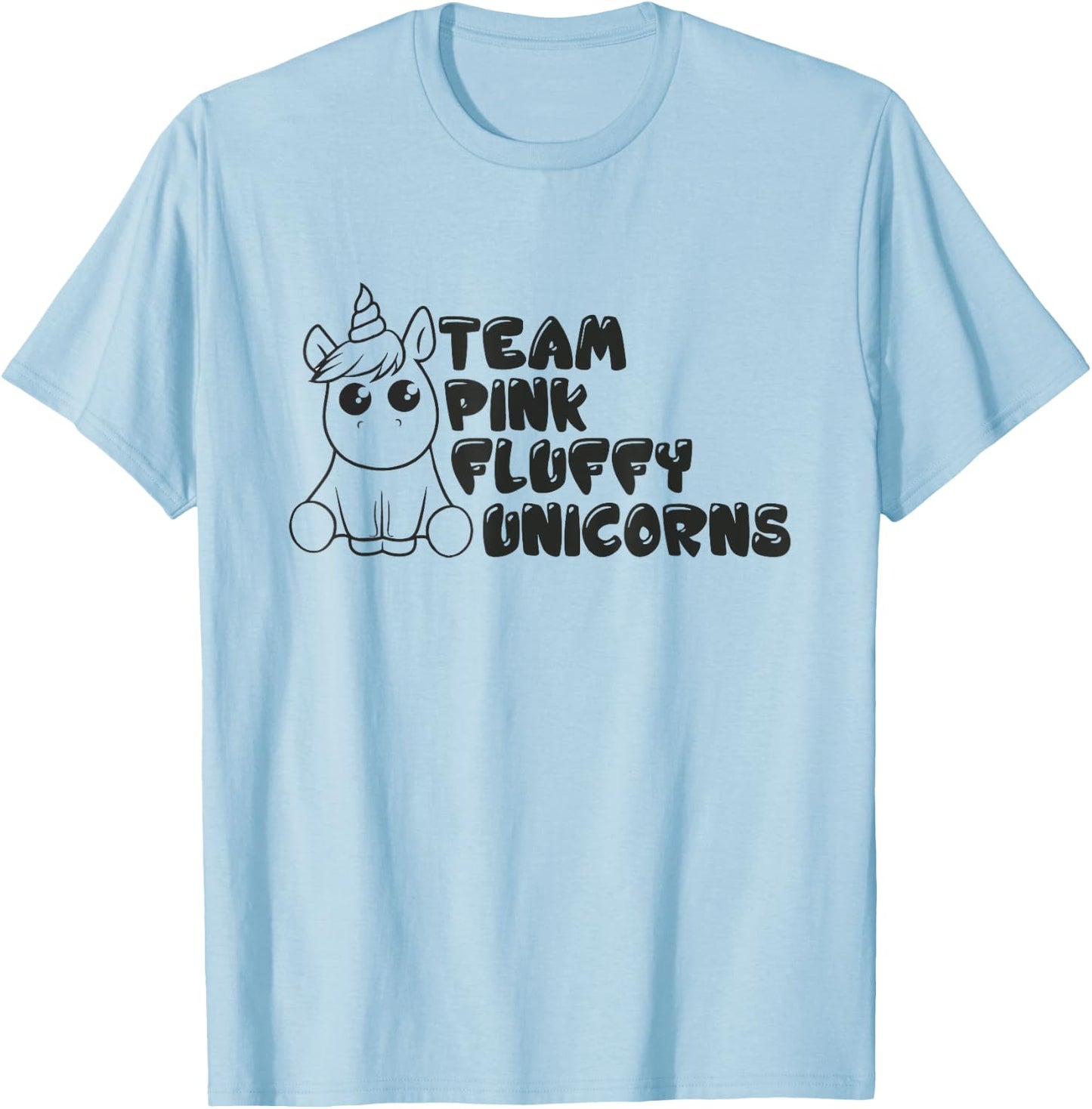 Team Pink Fluffy Unicorn T-Shirt - T-Shirt | Light Blue