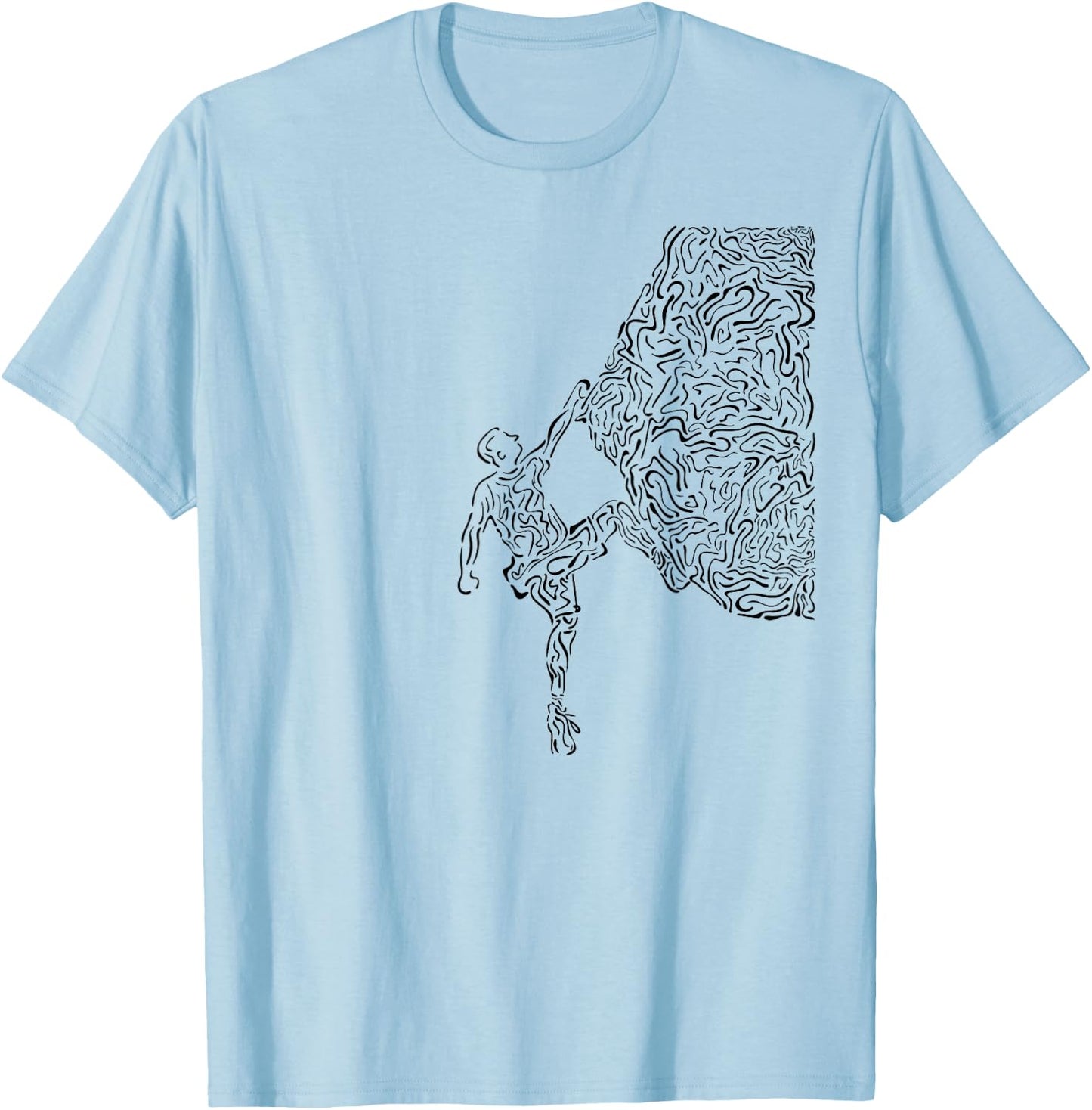 Bouldering Rock Climber Nature Sport Drawing Climbing T-Shirt - T-Shirt | Light Blue