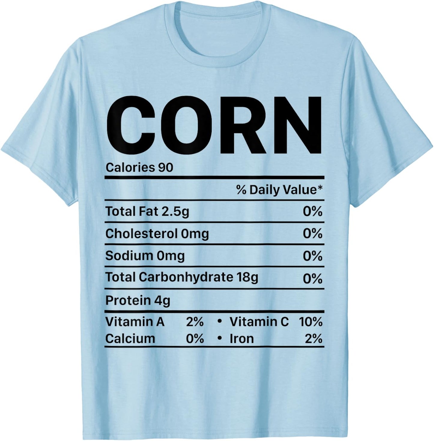 Corn Thanksgiving Nutrition Ingredients Nutritional Table T-Shirt - T-Shirt | Light Blue