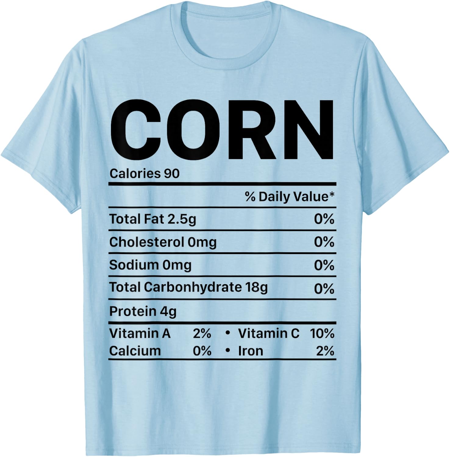 Corn Thanksgiving Nutrition Ingredients Nutritional Table T-Shirt - T-Shirt | Light Blue
