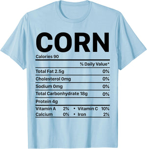 Corn Thanksgiving Nutrition Ingredients Nutritional Table T-Shirt - T-Shirt | Light Blue