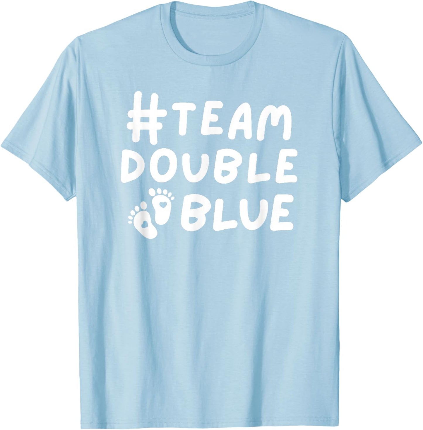 Team Double Blue Twins Pregnancy Gender Reveal Baby Boy T-Shirt - T-Shirt | Light Blue