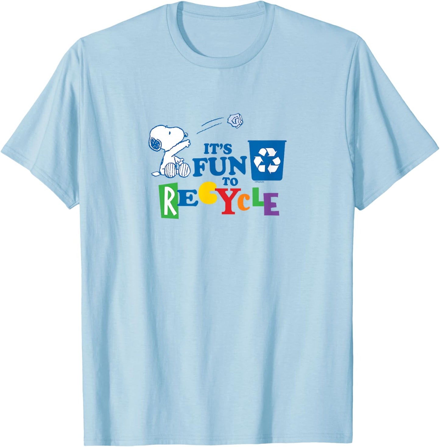 Peanuts - Snoopy Earth Day It's Fun To Recycle T-Shirt - T-Shirt | Light Blue