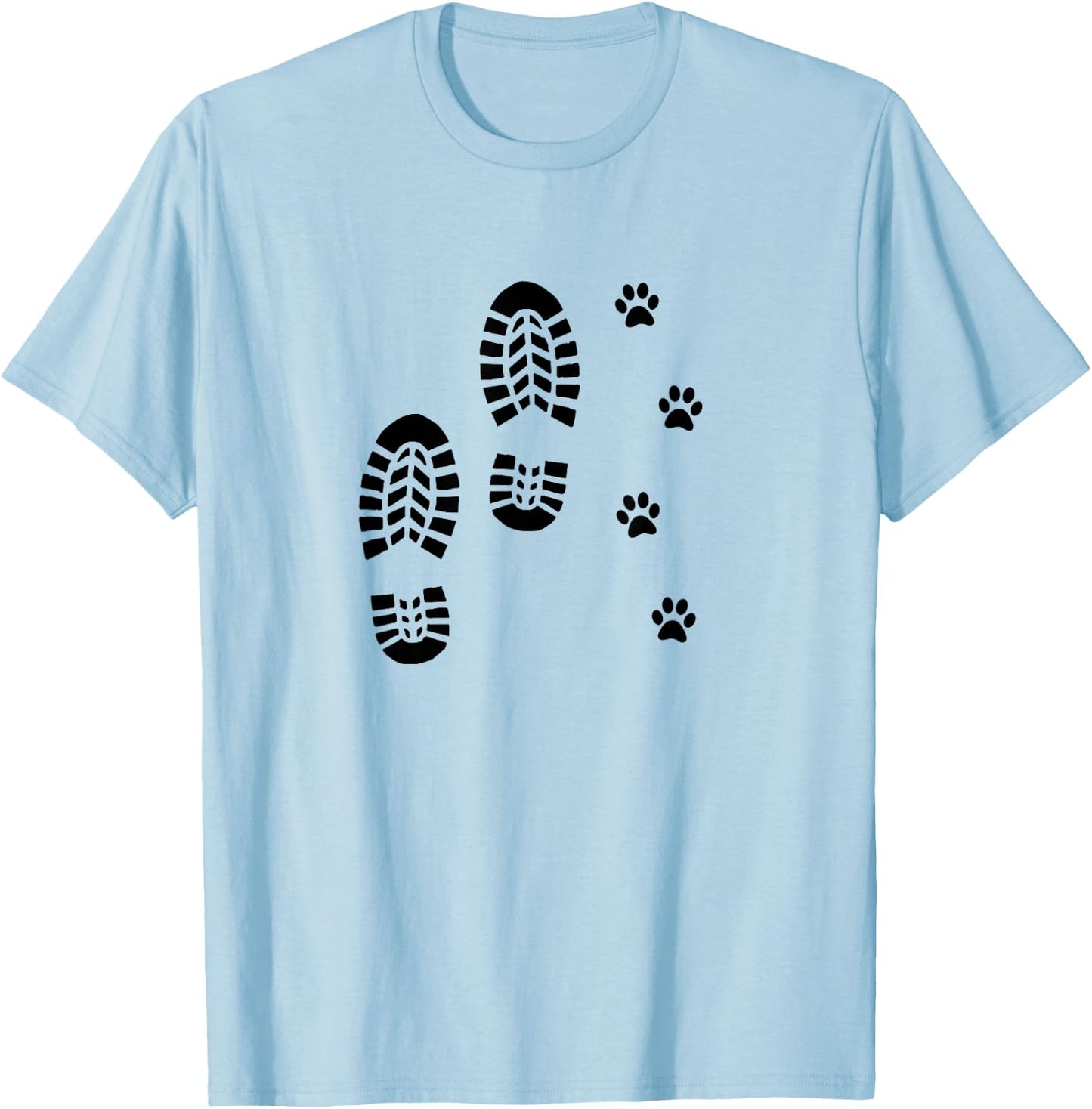 Dog and Man Hiking Dog Hiker People That Hike with Dogs Paw T-Shirt - T-Shirt | Light Blue