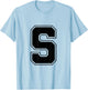 Letter S Big Bold Capital Varsity Alphabet Monogram T-Shirt - T-Shirt | Light Blue