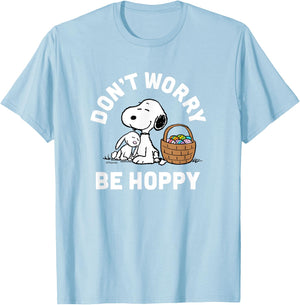 Peanuts - Snoopy Easter Rabbit Don't Worry Be Hoppy T-Shirt - T-Shirt | Light Blue