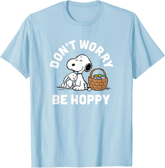 Peanuts - Snoopy Easter Rabbit Don't Worry Be Hoppy T-Shirt - T-Shirt | Light Blue