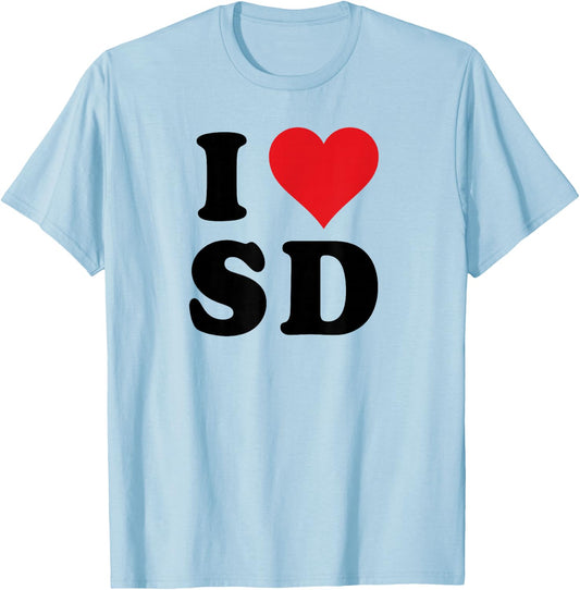 I Heart SD Initials I Love S.D. First And Last Name S D T-Shirt - T-Shirt | Light Blue