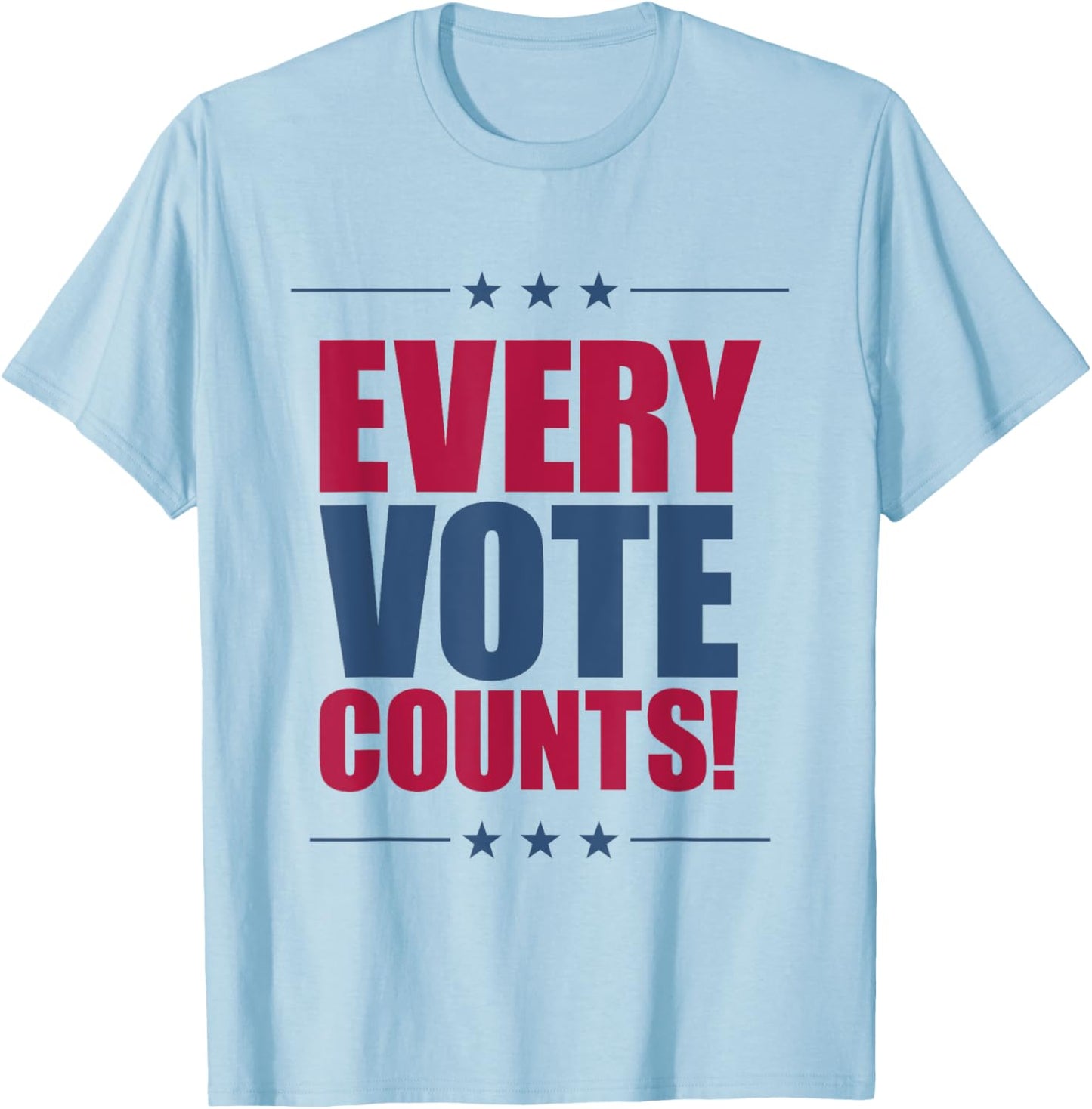 Vote Women Men Voice Counts Red Blue 2024 Election T-Shirt - T-Shirt | Light Blue