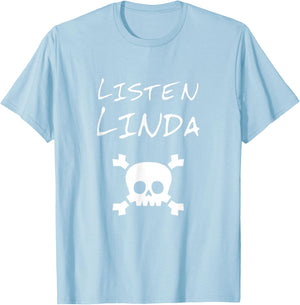 Listen Linda Boy Video Viral Green Pirate Bone Skull T-Shirt - T-Shirt | Light Blue