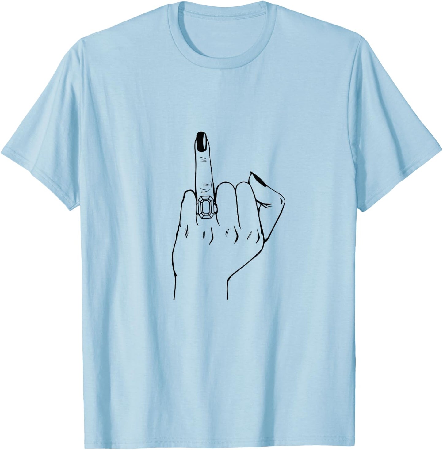 Finger Engagement Ring, Wedding Honeymoon Bachelorette Bride T-Shirt - T-Shirt | Light Blue
