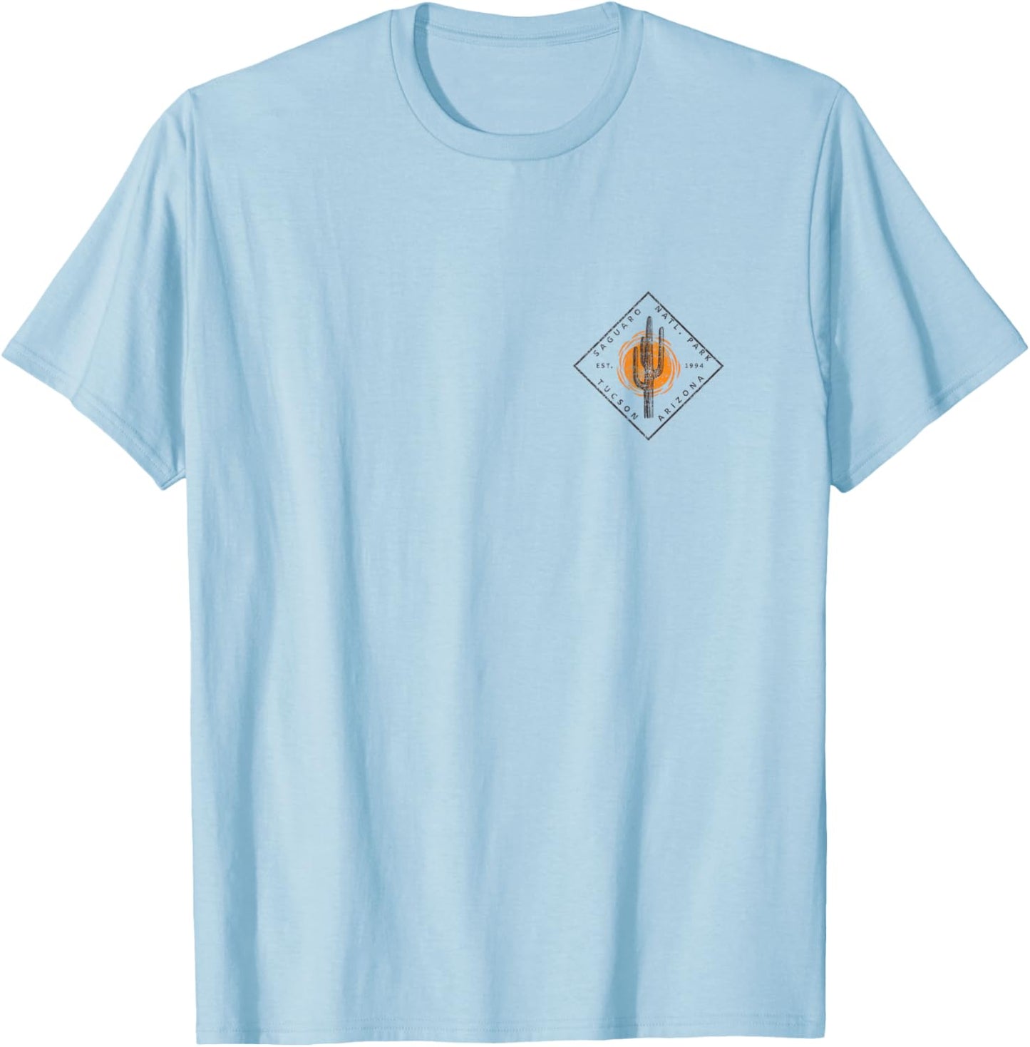 (2 Sided Print) Saguaro Cactus National Park Tucson Arizona T-Shirt - T-Shirt | Light Blue