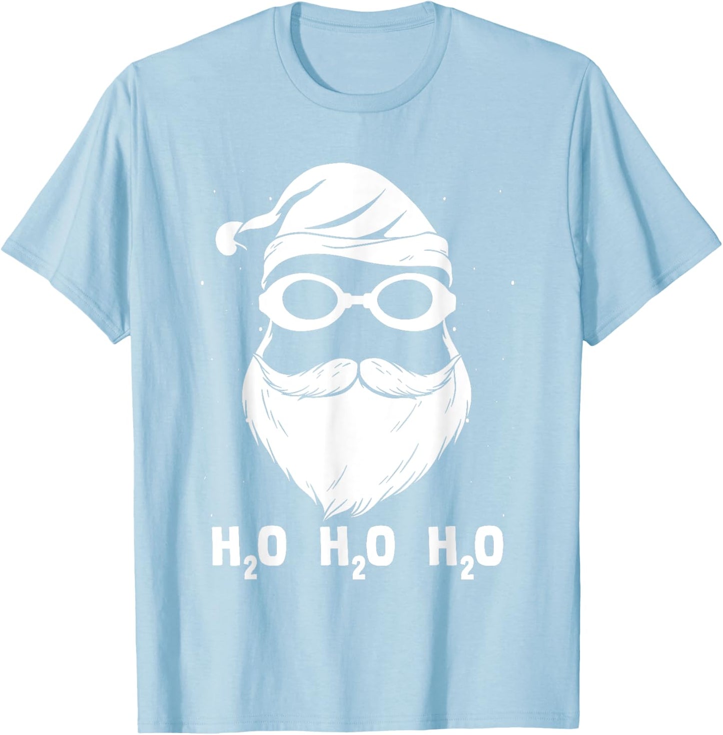 H2o H2o H2o Santa Claus Swimming Santa Hat Swimming Lover T-Shirt - T-Shirt | Light Blue