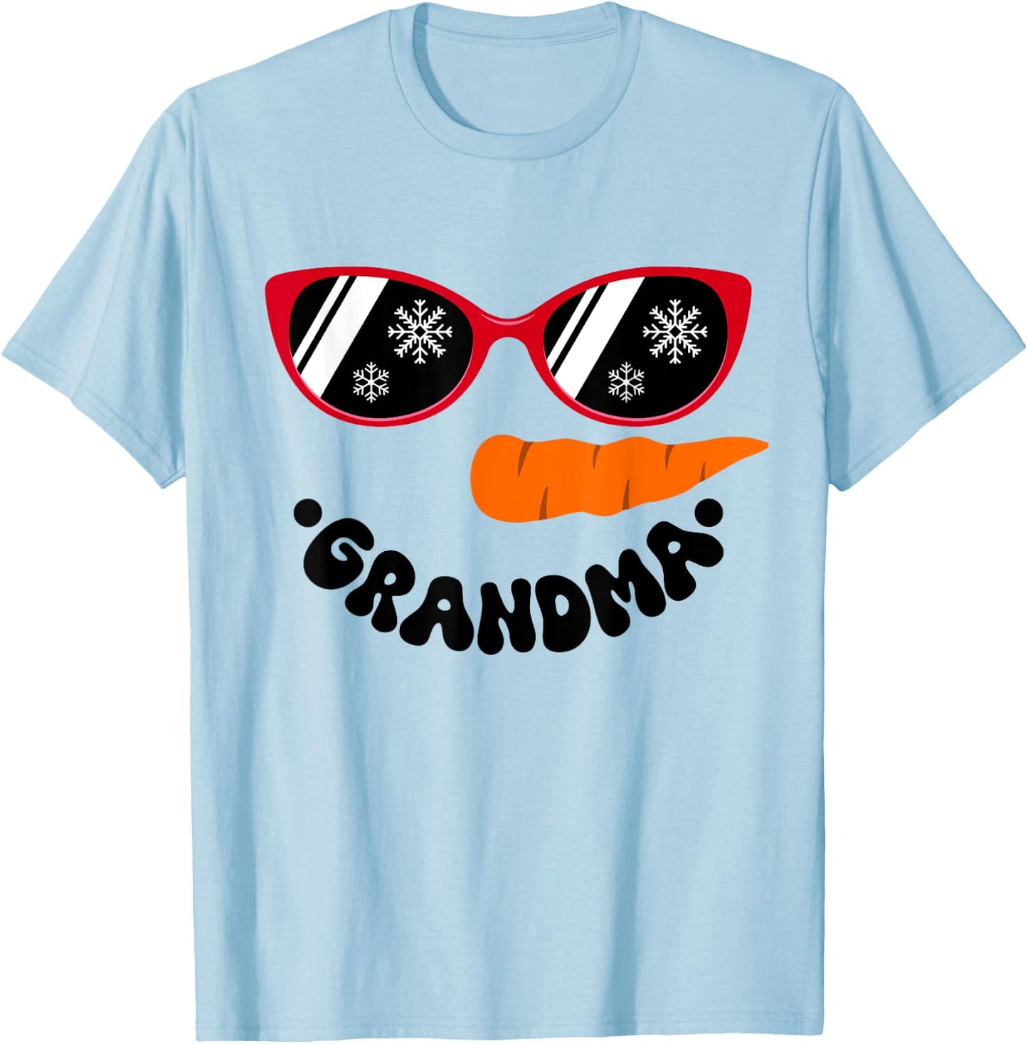 Grandma Snowman Face Funny Christmas Costume Family Matching T-Shirt - T-Shirt | Light Blue