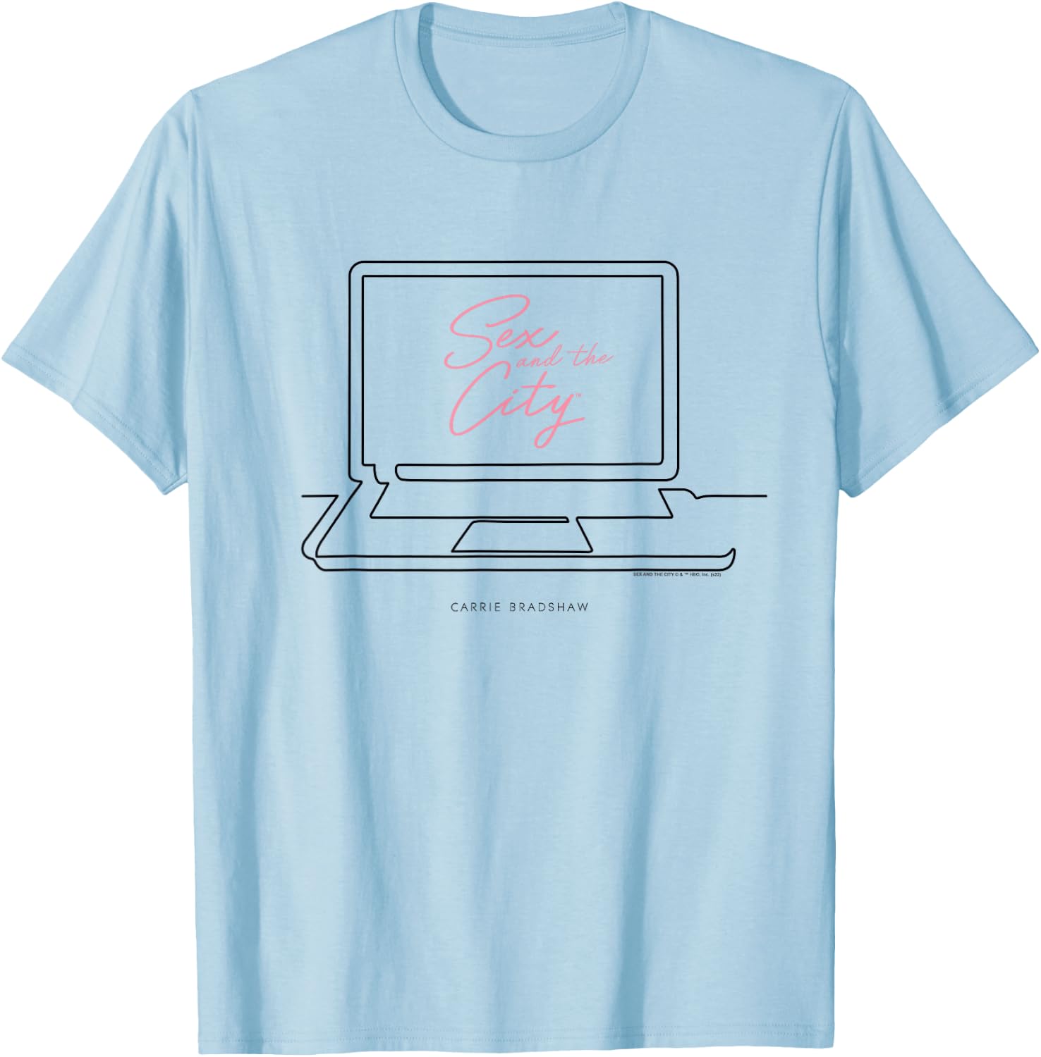 Sex and the City Carrie Bradshaw Laptop Design T-Shirt - T-Shirt | Light Blue