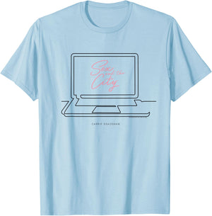 Sex and the City Carrie Bradshaw Laptop Design T-Shirt - T-Shirt | Light Blue