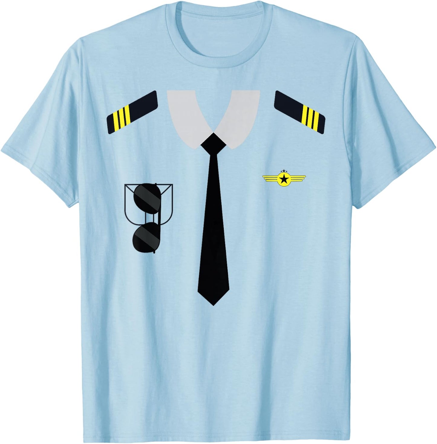 Airplane Pilot Costume Funny Aviation Uniform Men Boy Girl T-Shirt - T-Shirt | Light Blue