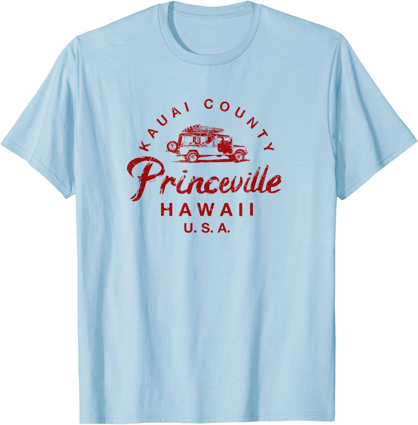Hawaii Princeville Kauai Vintage Hawaiian Surfing T-Shirt - T-Shirt | Light Blue