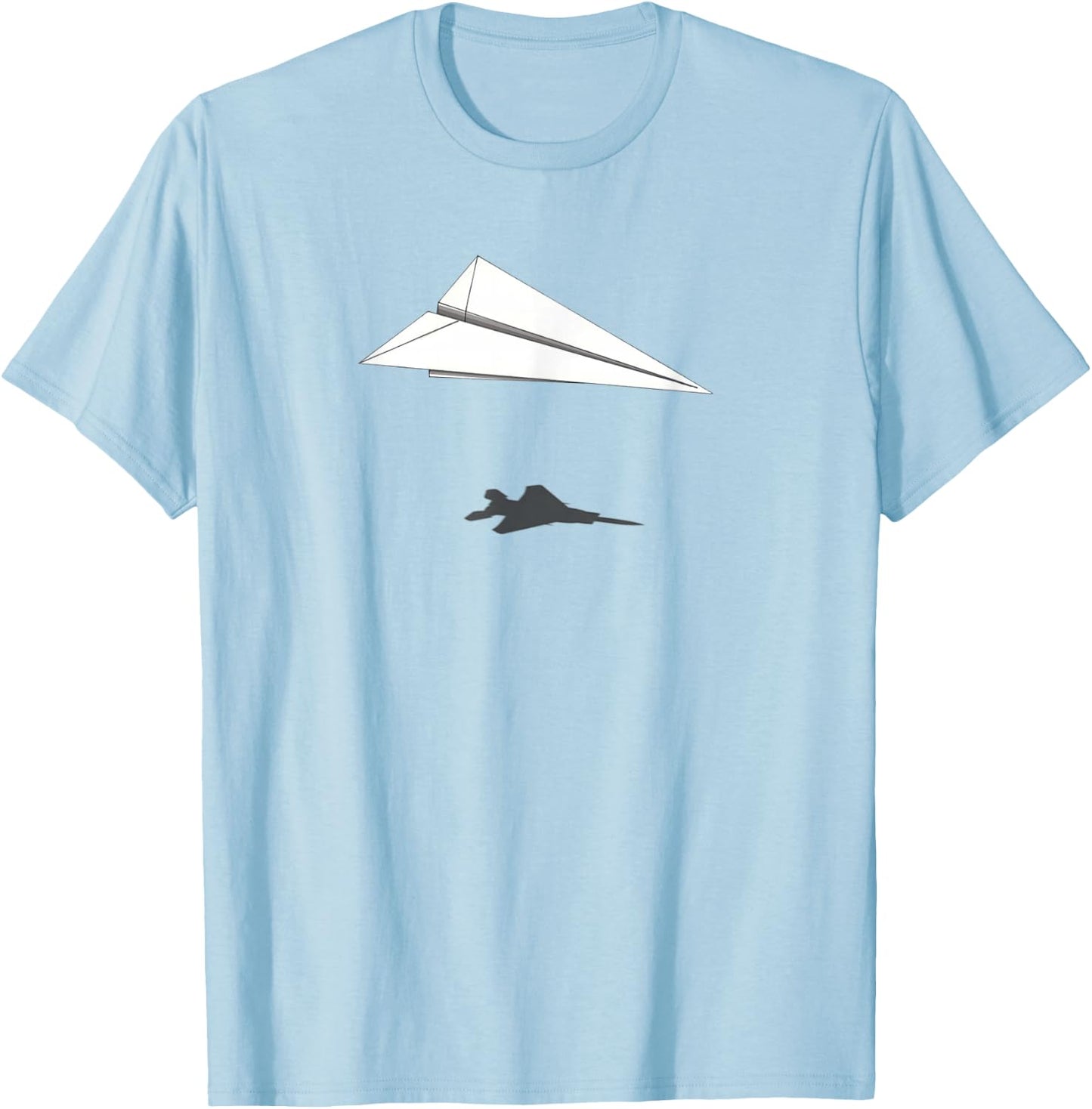 Paper Airplane Shadow F-15 Eagle T-Shirt - T-Shirt | Light Blue