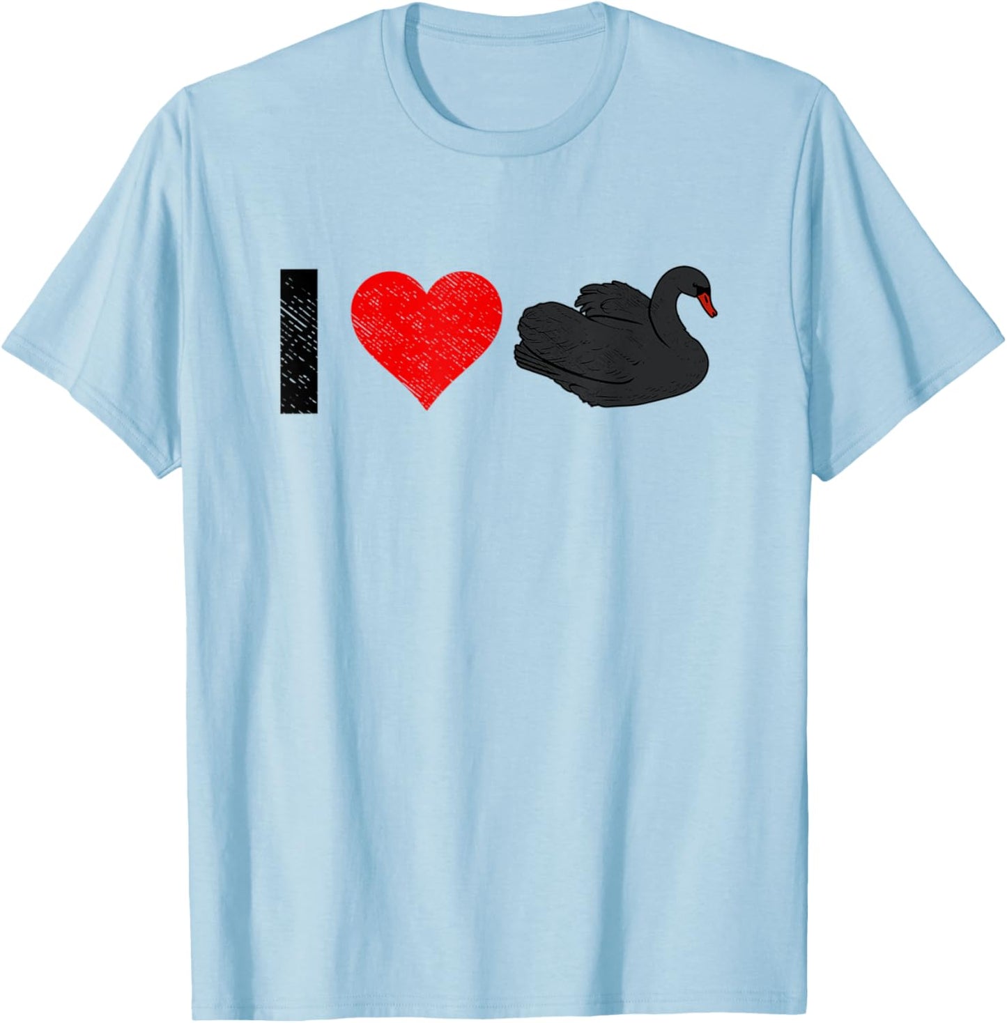 I Love Swans Swan Bird Lover Black Feathers T-Shirt - T-Shirt | Light Blue