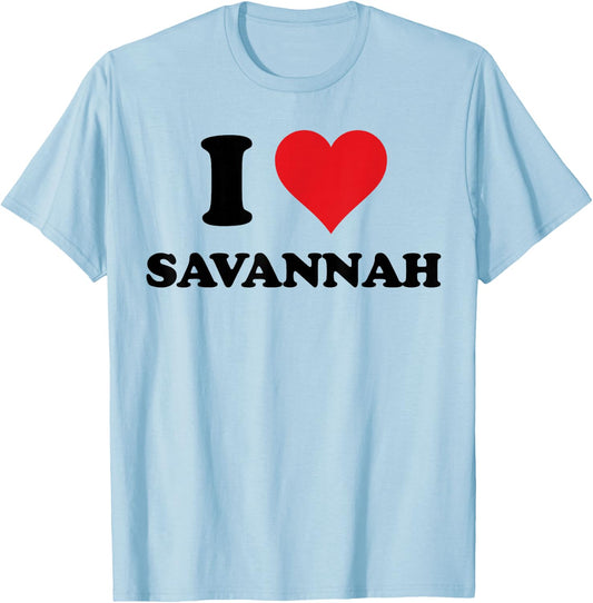 I Heart Savannah First Name I Love Personalized Stuff T-Shirt - T-Shirt | Light Blue
