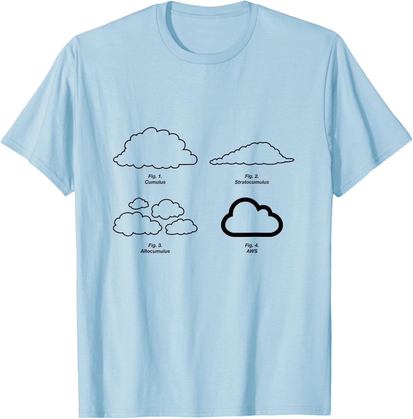 Types of Clouds Diagram - Cloud Server, AWS, Science - Funny T-Shirt - T-Shirt | Light Blue