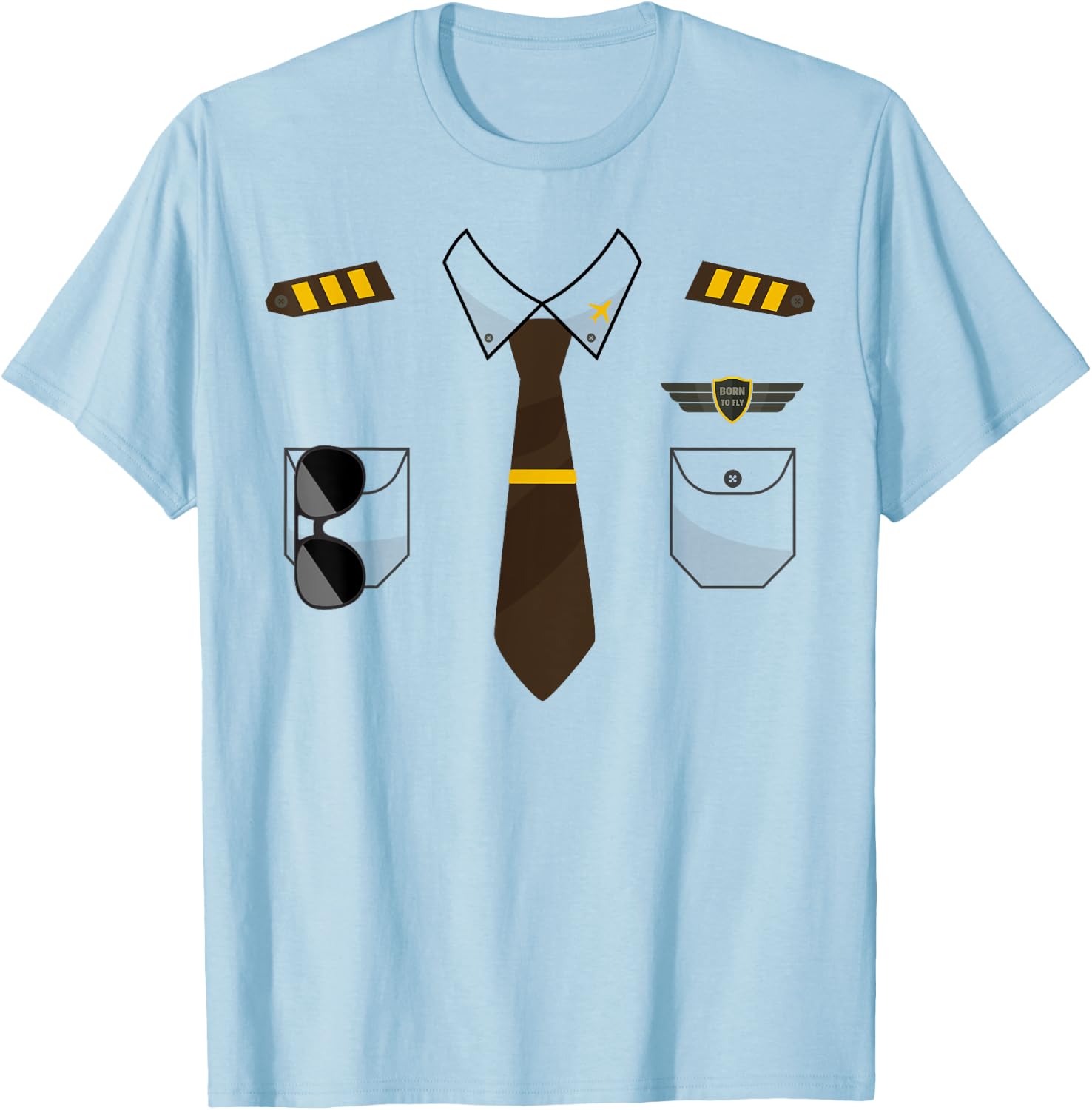 Pilot Costume Birthday Kids Airplane Pilot Halloween T-Shirt - T-Shirt | Light Blue