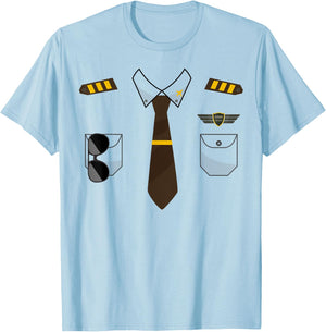 Pilot Costume Birthday Kids Airplane Pilot Halloween T-Shirt - T-Shirt | Light Blue